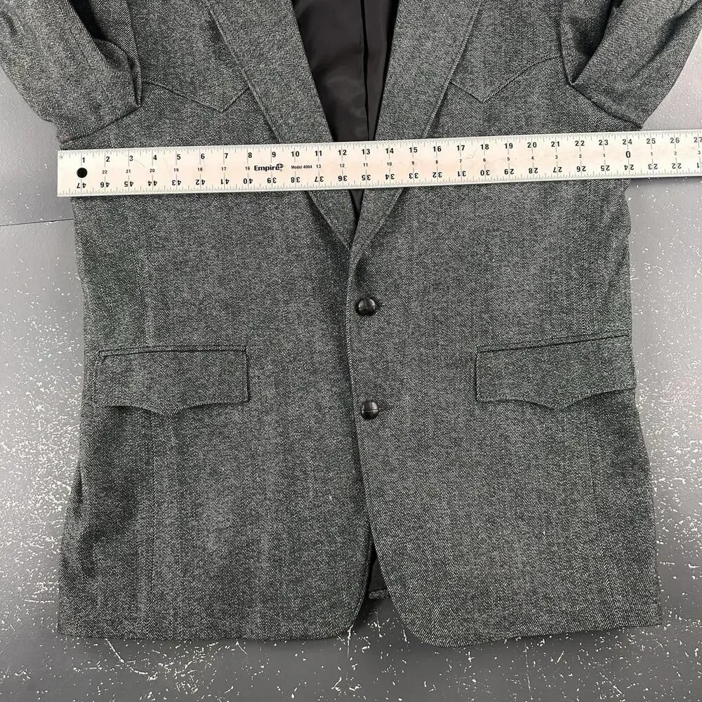 VTG Pagano West Western Blazer Mens 50L Black Wool Chambray Denim USA NWT - Picture 5 of 9